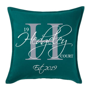 Script and Initial Street/Family Name - Personalised Cushion